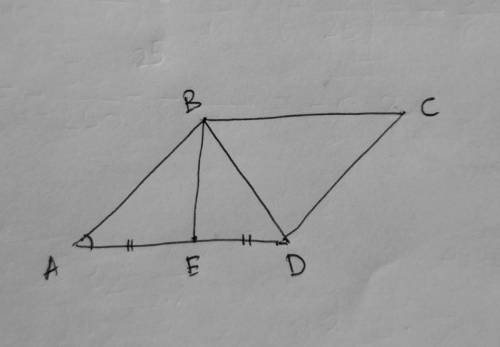 параллелограмме ABCD угол A равен 60 градусов высота BE делит сторону AD на две равные части. Найдит