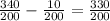 \frac{340}{200} - \frac{10}{200} = \frac{330}{200}