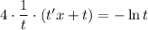 4\cdot\dfrac{1}{t}\cdot (t'x+t)= -\ln t