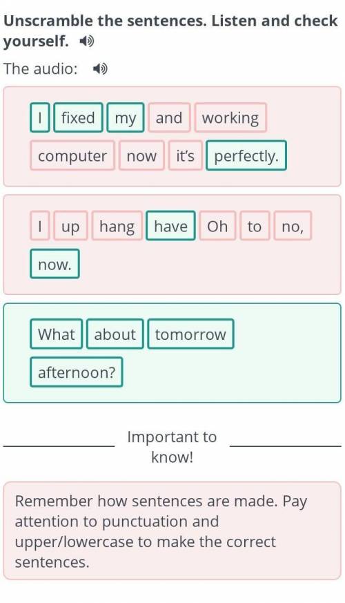 Talking on the phone. Повторение Unscramble the sentences. Listen and check yourself. The audio: fix