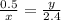 \frac{0.5}{x} = \frac{y}{2.4}