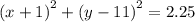 {(x + 1)}^{2} + {(y - 11)}^{2} = 2.25