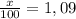 \frac{x}{100} = 1,09