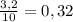 \frac{3,2}{10} = 0,32