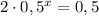 2 \cdot 0,5^{x}= 0,5