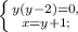 \left \{ {{y(y-2)=0}, \atop {x=y+1};} \right.