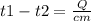 t1 - t2 = \frac{Q}{cm}