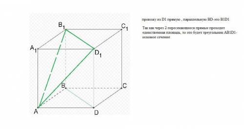 Побудуйте переріз куба ABCDA1B1C1D1 площиною, яка проходить через діагональ AD1 грані куба і паралел