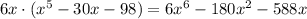 6x\cdot (x^5-30x-98)=6x^6-180x^2-588x