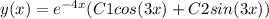 y(x)=e^{-4x} (C1cos(3x)+C2sin(3x))