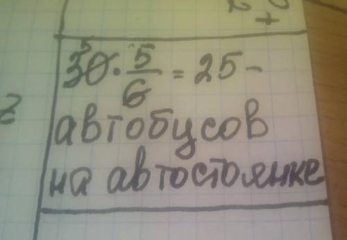 На автобусной стоянке 30 машин. из них 5/6 автобусы. сколько автобусов на автостоянке?​