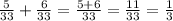 \frac{5}{33} + \frac{6}{33} = \frac{5 + 6}{33} = \frac{11}{33} = \frac{1}{3}