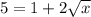 5=1+2\sqrt{x}