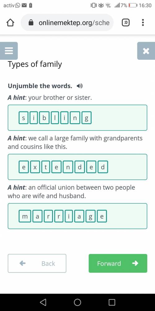 Hint: your brother or sister. ibglsinA hint: we call a large family with grandparents and cousins li