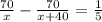 \frac{70}{x} - \frac{70}{x + 40} = \frac{1}{5}