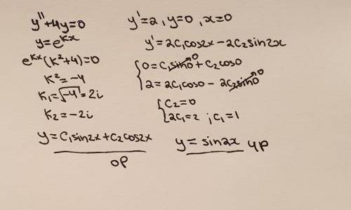 Найти частное решение дифференциального уравнения 2-го порядка: