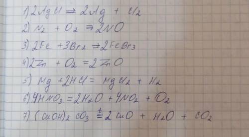 Преобразуйте следующие схемы в уравнения химических реакций расставив необходимые коэффициенты и зам