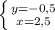 \left \{ {{y=-0,5} \atop {x=2,5}} \right.