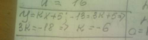 Для линейной функции y = kx + 5 найди значении k, такое, что y(3) = –13. k = –6k = 6k = 5НазадПровер