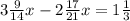 3\frac{9}{14} x - 2\frac{17}{21}x = 1\frac{1}{3}