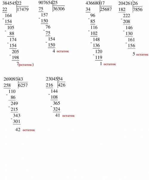 Выполни столбиком деление с остатком проверь и с проверкой если не трудно зделайте