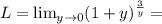 L = \lim_{y\to 0} (1+y)^{\frac{3}{y}} =