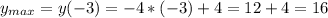 y_{max}=y(-3)=-4*(-3)+4=12+4=16