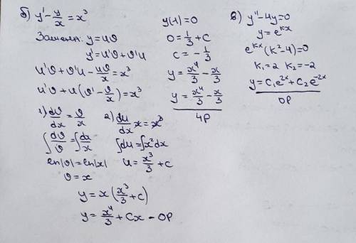 Решить дифференциальное уравнение Вариант 13 1) Y - y/x = x^3 y(1) =! 0