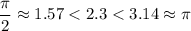 \dfrac{\pi}{2}\approx1.57