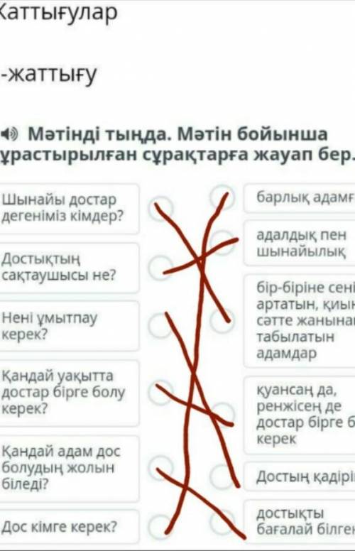 ЖаттығуларМәтінді тыңда. Мәтін бойынша құрастырылған сұрақтарға жауап бер.​