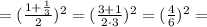 = (\frac{1+\frac{1}{3}}{2})^2 = (\frac{3+1}{2\cdot 3})^2 = (\frac{4}{6})^2 =