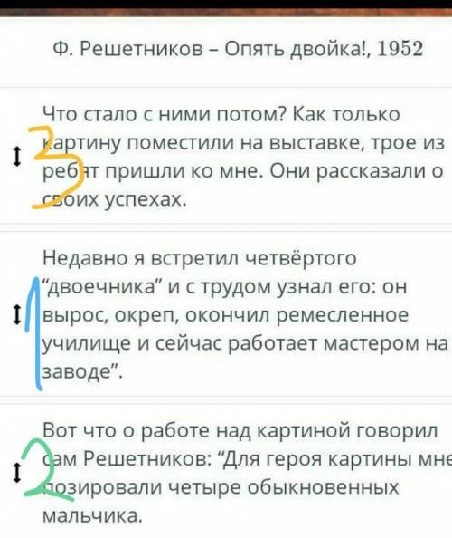 Прочитай воспоминания художника о работе над картиной. Восстанови текст. ​