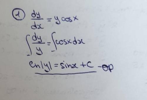 решить. 1)Найдите общее решение уравнения: y'= y cos x 2)Найдите частное решение уравнения при задан