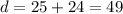 d = 25 + 24 = 49