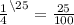 \frac{1}{4}^{\setminus25} = \frac{25}{100}