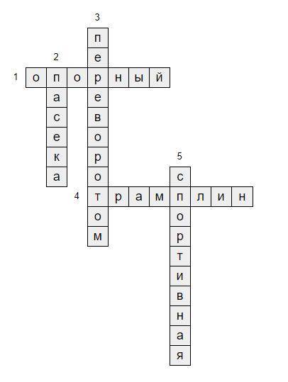 Составить кроссворд по теме Опорный прыжок (5 вопросов)