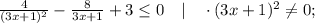 \frac{4}{(3x+1)^{2}}-\frac{8}{3x+1}+3 \leq 0 \quad | \quad \cdot (3x+1)^{2} \neq 0;