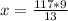 x = \frac{117*9}{13}