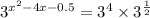 {3}^{ {x}^{2} - 4x - 0.5} = {3}^{4} \times {3}^{ \frac{1}{2} }