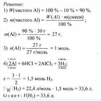 Задача. Какой объём водорода (при н.у) образуется при взаимодействии 9.53 г технического алюминия с
