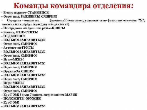 Задание по уроку физкультуры 1.Что входит в обязанности командира. 2. Какие основные команды ты знае