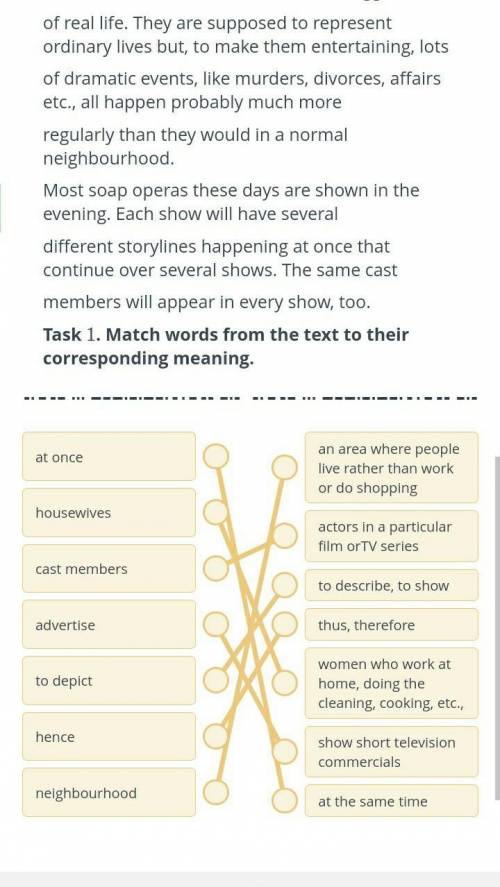 Task 1. Match words from the text to their corresponding meaning.at oncean area wherepeople live rat