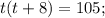 t(t+8)=105;