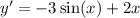 y' = - 3 \sin(x) + 2x