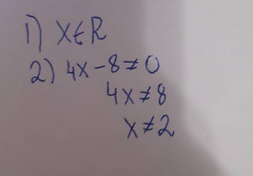 Найдите область определения Функции, 3аданнойформулойа) у = 27-4,5х,б)у=4/4х-8​