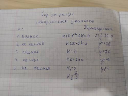 Определите вид квадратного уравнения поставьте галочку в соответствующий столбец​