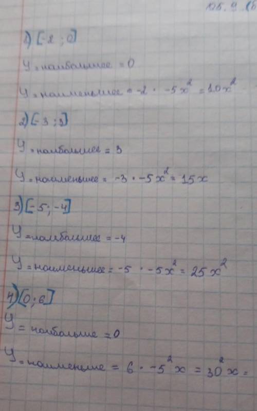 найдите наибольшее и наименьшее значение функции y=-0,5x² на промежутке