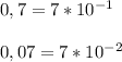 0,7=7*10^{-1}\\\\ 0,07=7*10^{-2}