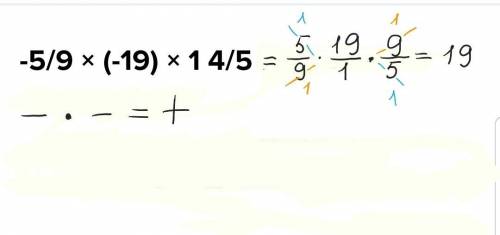 -5/9 × (-19) × 1 4/5 Подскажите