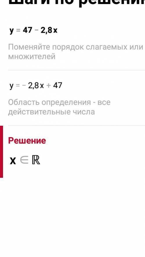 Найдите область определения функции, заданной формулой: а) у = 47-2,8х б) у= 15х+5